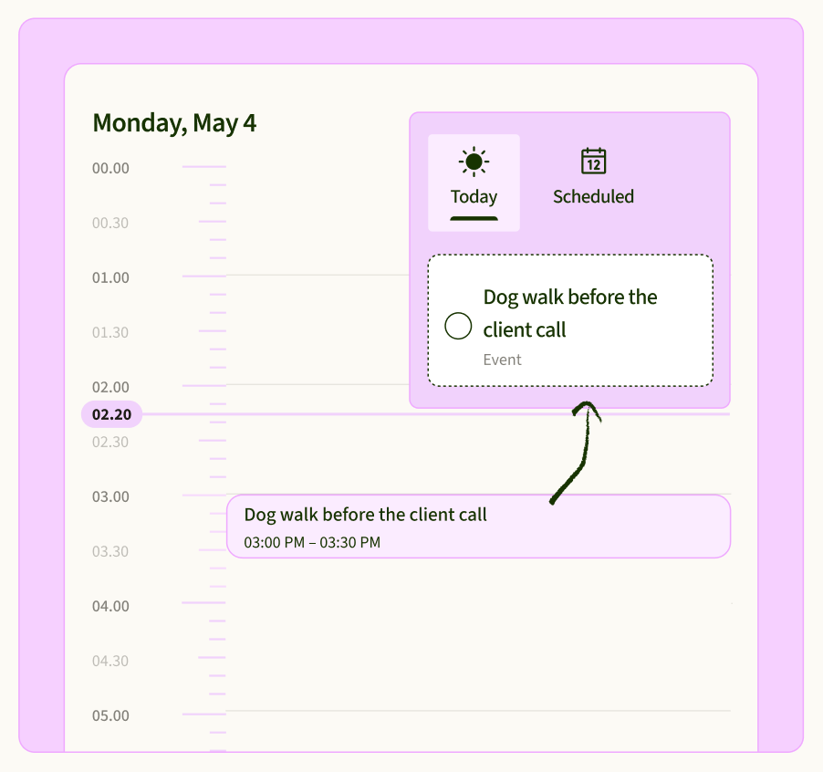 Your meetings, next to your tasks.
